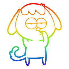 rainbow gradient line drawing cartoon tired dog