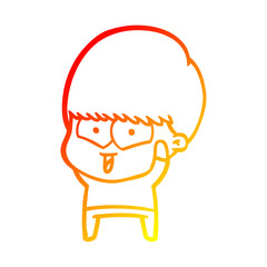 warm gradient line drawing cartoon happy boy