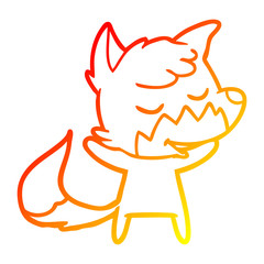 warm gradient line drawing friendly cartoon fox