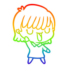rainbow gradient line drawing cartoon woman
