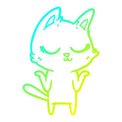 cold gradient line drawing calm cartoon cat