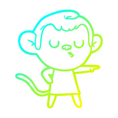 cold gradient line drawing cartoon calm monkey