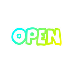 cold gradient line drawing cartoon open sign