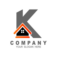 K logo vector , home logo with letter k, real estate icon