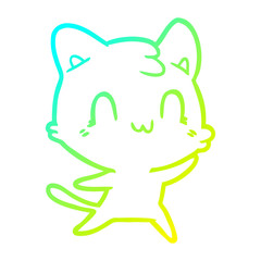 cold gradient line drawing cartoon happy cat