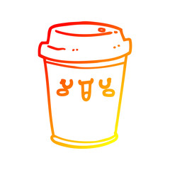 warm gradient line drawing cartoon take out coffee