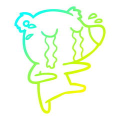cold gradient line drawing cartoon crying bear
