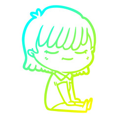 Obraz premium cold gradient line drawing cartoon woman
