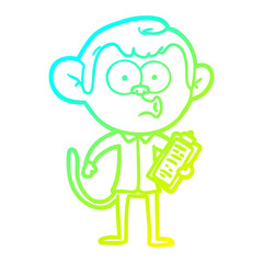 cold gradient line drawing cartoon salesman monkey