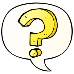 cartoon question mark and speech bubble in smooth gradient style