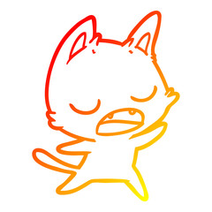 warm gradient line drawing talking cat cartoon
