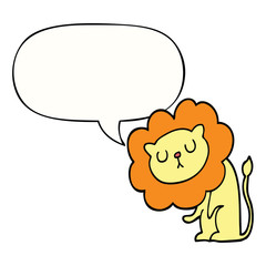 cute cartoon lion and speech bubble