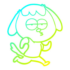 cold gradient line drawing cartoon bored dog