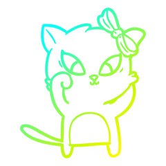 cold gradient line drawing cartoon cat