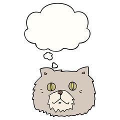 cartoon cat face and thought bubble