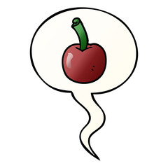 cartoon cherry and speech bubble in smooth gradient style