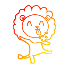 warm gradient line drawing happy cartoon lion