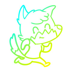 cold gradient line drawing cartoon happy fox