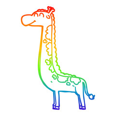 rainbow gradient line drawing cartoon giraffe