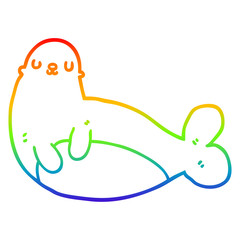 rainbow gradient line drawing cartoon seal