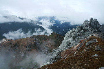 	上高地　焼岳山頂の風景
