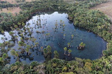 Lagoa das Araras, Nobres, Mato Grosso, Brazil. Great landscape. Travel destination. Vacation travel. Macaws Lake, touristic point.