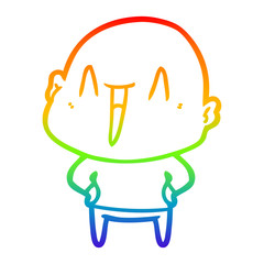rainbow gradient line drawing happy cartoon bald man