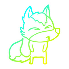 cold gradient line drawing cartoon wolf pouting