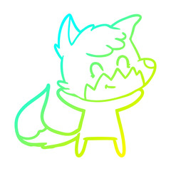 cold gradient line drawing cartoon happy fox