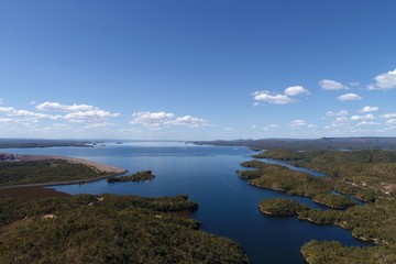 Fototapeta na wymiar Aerial view of Manso Lagoon's hydroelectric, Mato Grosso, Brazil. Great landscape. Travel destination. Vacation travel. 