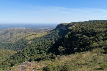 Obraz premium Aerial view of Alto do Céu Observatory, Chapada dos Guimarães, Mato Grosso, Brazil. Great landscape. Travel destination. Vacation travel. Sky High Observatory. Touristic point.