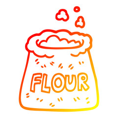warm gradient line drawing cartoon bag of flour