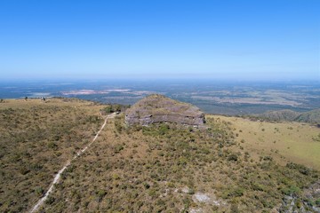 Fototapeta na wymiar Aerial view of Alto do Céu Observatory, Chapada dos Guimarães, Mato Grosso, Brazil. Great landscape. Travel destination. Vacation travel. Sky High Observatory. Touristic point.