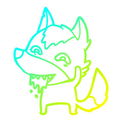 cold gradient line drawing cartoon hungry wolf
