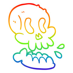 rainbow gradient line drawing cartoon skull
