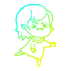 cold gradient line drawing annoyed cartoon vampire girl