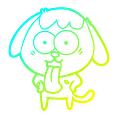 cold gradient line drawing cute cartoon dog