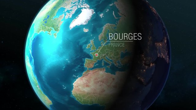  France - Bourges - Zooming from space to earth
