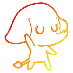 warm gradient line drawing cute cartoon elephant