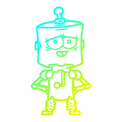 cold gradient line drawing cartoon robot
