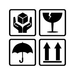 Black fragile symbol isolated on white background