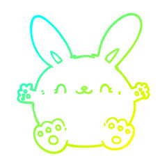 cold gradient line drawing cute cartoon rabbit