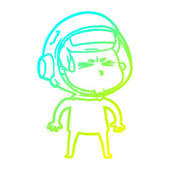 cold gradient line drawing cartoon stressed astronaut