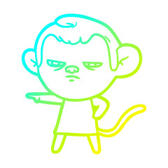 cold gradient line drawing cartoon monkey
