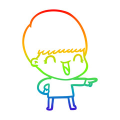 rainbow gradient line drawing happy cartoon boy