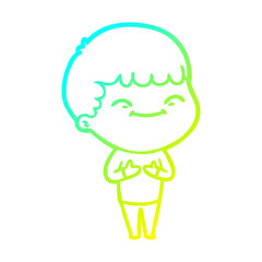 cold gradient line drawing cartoon happy boy