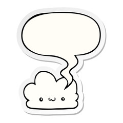 cute cartoon cloud and speech bubble sticker