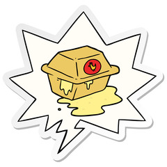 cartoon take out fried chicken and speech bubble sticker