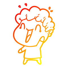 warm gradient line drawing cartoon happy man