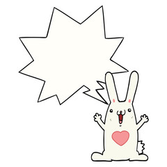 cartoon rabbit in love and speech bubble